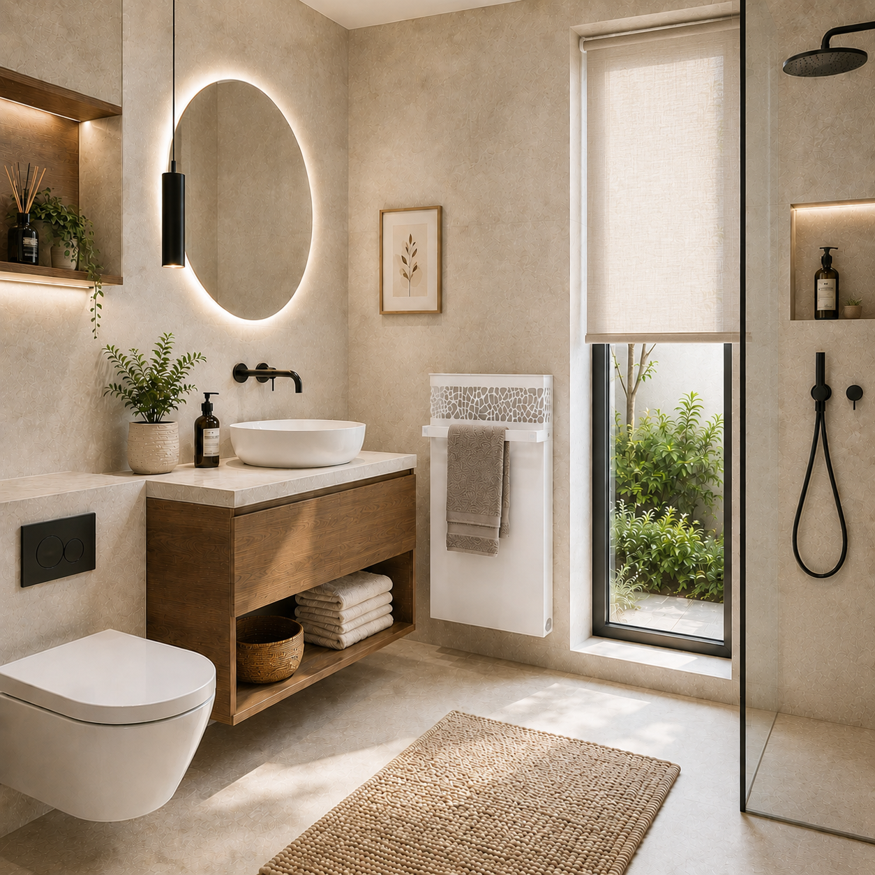 Radiador COMPAKT BOX para baño con barra para toallas BLANCO